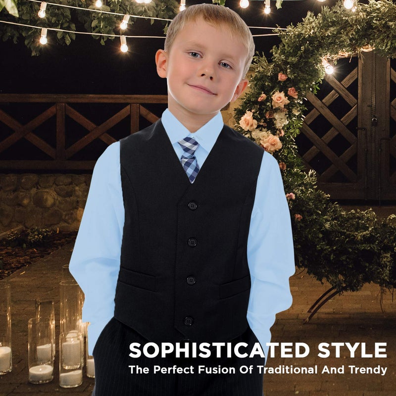 Alberto Danelli's Boys Long Sleeve Dress Shirt with Matching Tie and Handkerchief, 8, Sky Blue - Image 2